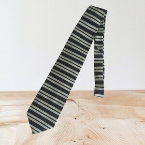 PAOLO GUCCI Striped Black Silver Vintage Neck Tie